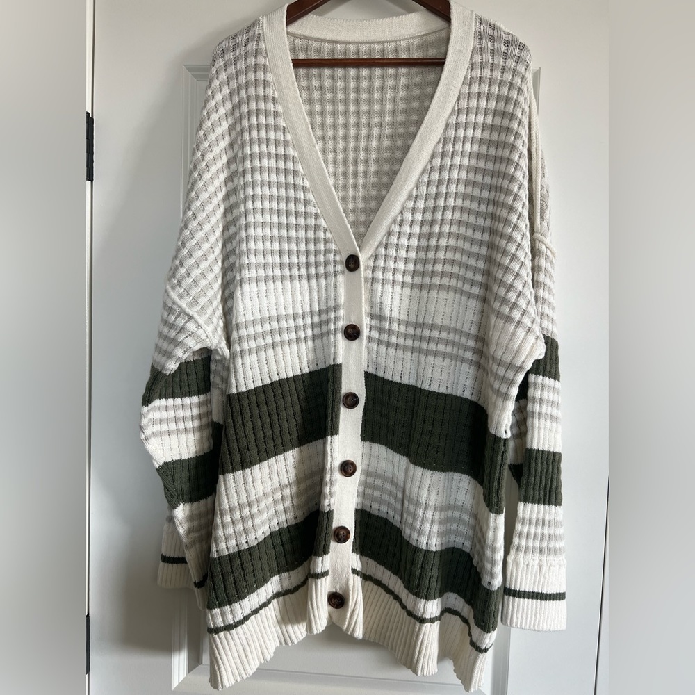 Womens 1X Knit Button Down Cardigan